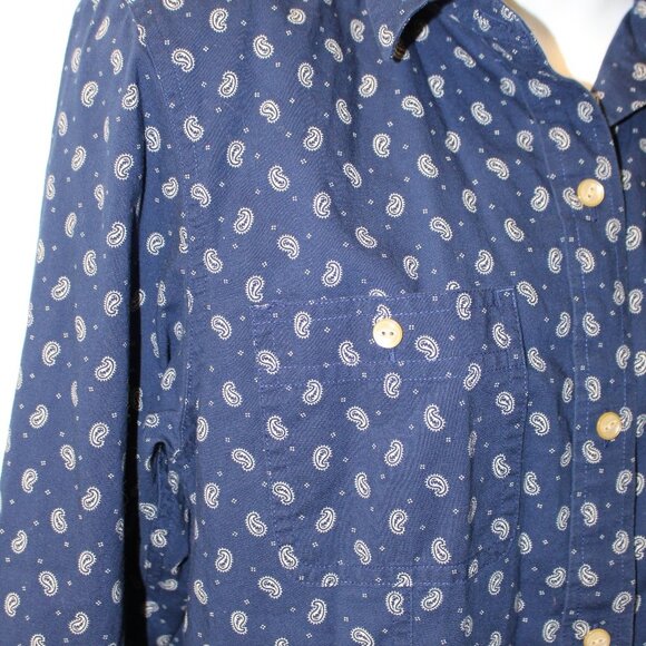 Lauren Ralph Lauren Women's Long Sleeve Button Up Top Navy Paisley Print Small - Picture 4 of 11